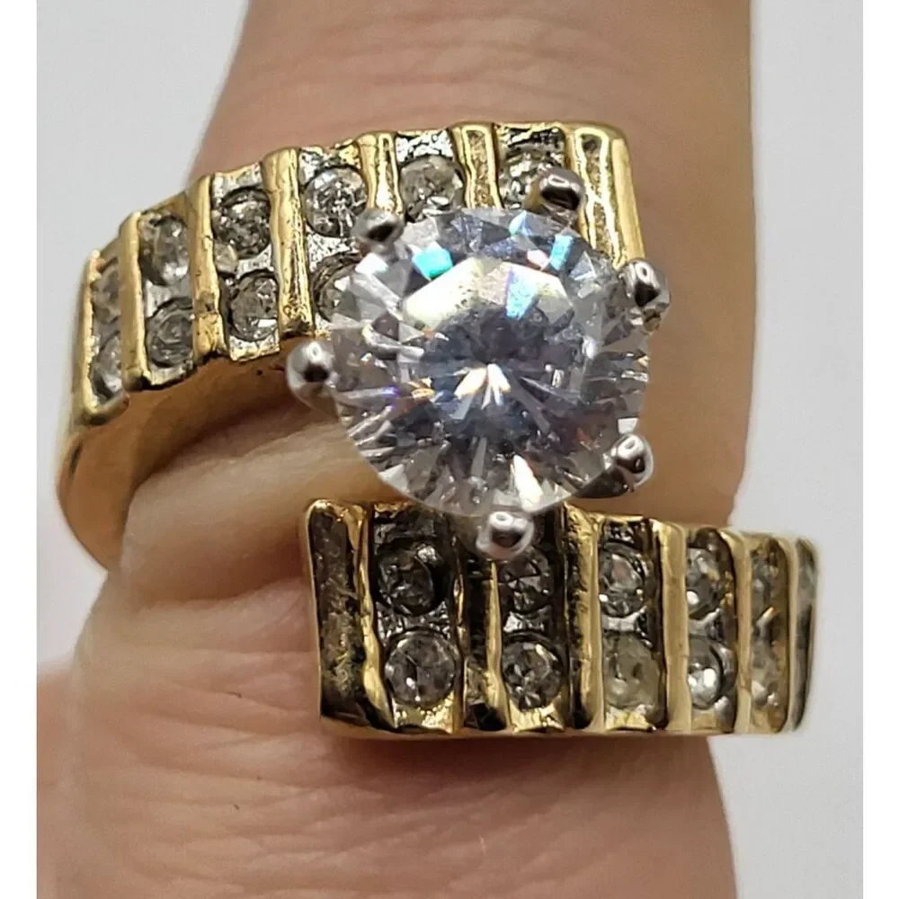 VIntage 18K HGE Solitaire Wrap Ring Size 6